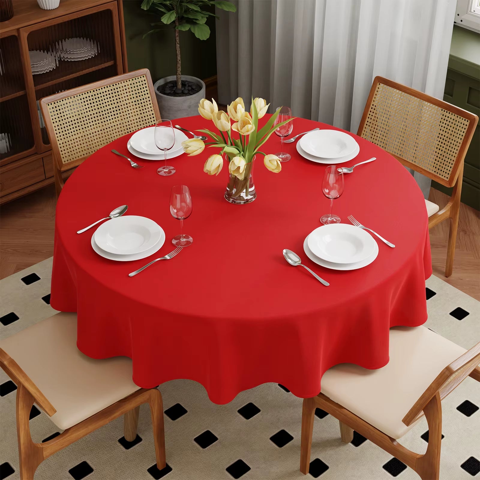 Pure Color round Tablecloths Decorative Wedding Banquet Kitchen Home Dining Party Table Cover Tea Cloth Diameter 127~304Cm