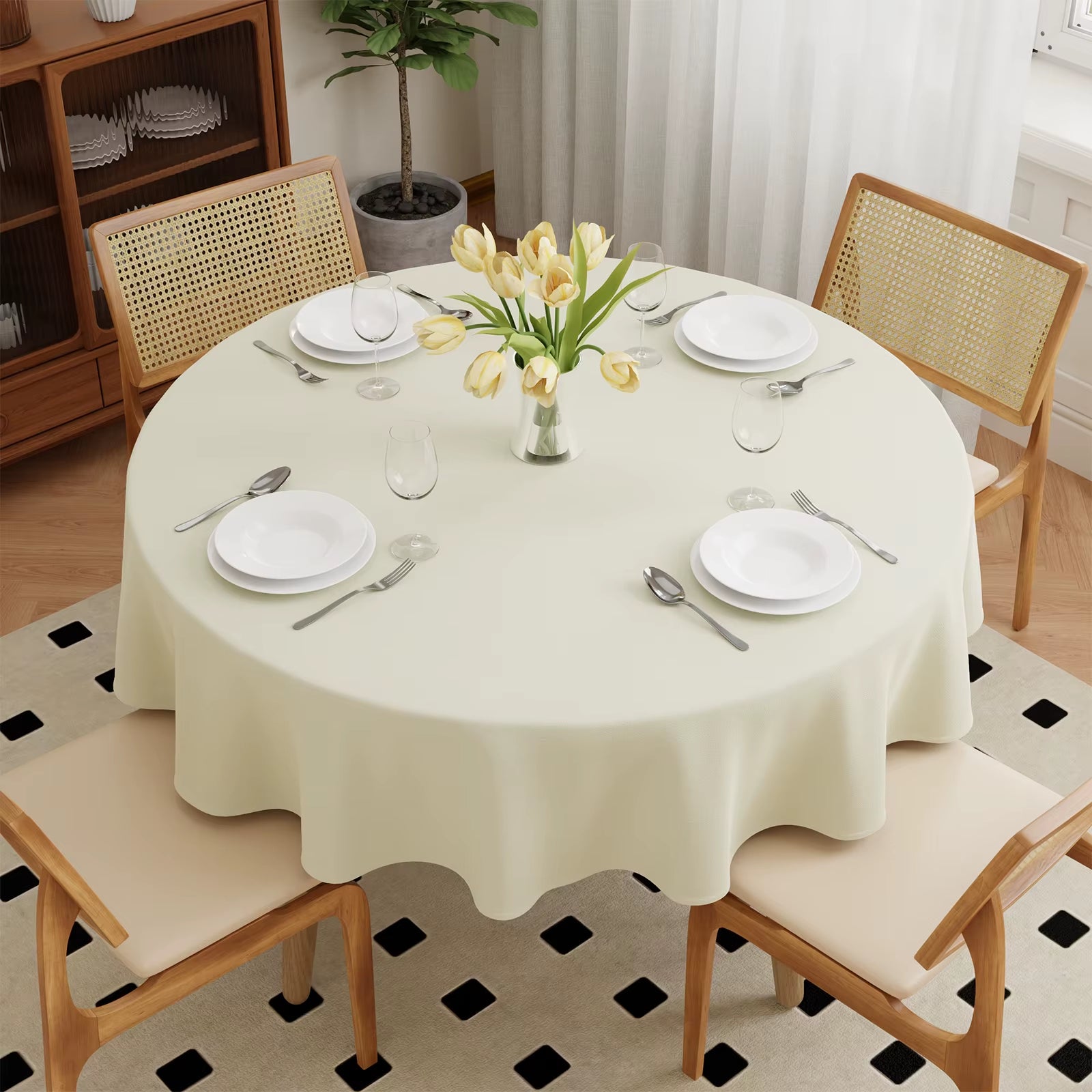 Pure Color round Tablecloths Decorative Wedding Banquet Kitchen Home Dining Party Table Cover Tea Cloth Diameter 127~304Cm
