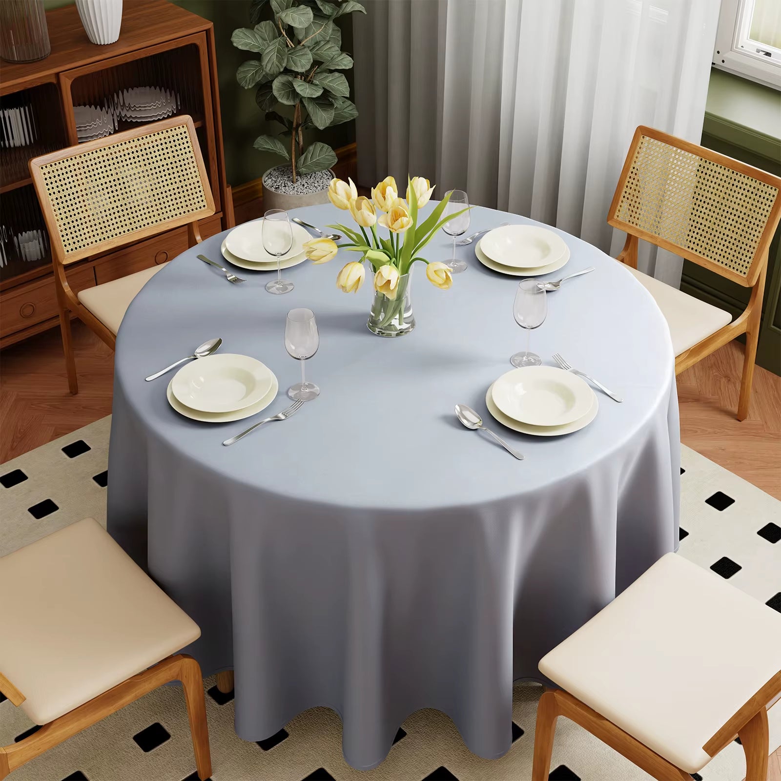 Pure Color round Tablecloths Decorative Wedding Banquet Kitchen Home Dining Party Table Cover Tea Cloth Diameter 127~304Cm