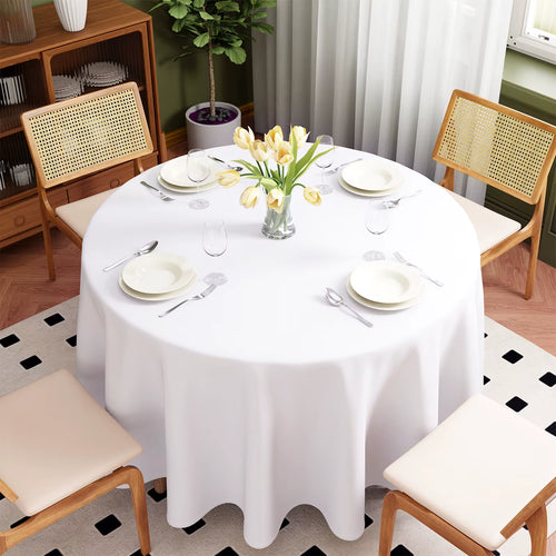 Pure Color round Tablecloths Decorative Wedding Banquet Kitchen Home Dining Party Table Cover Tea Cloth Diameter 127~304Cm